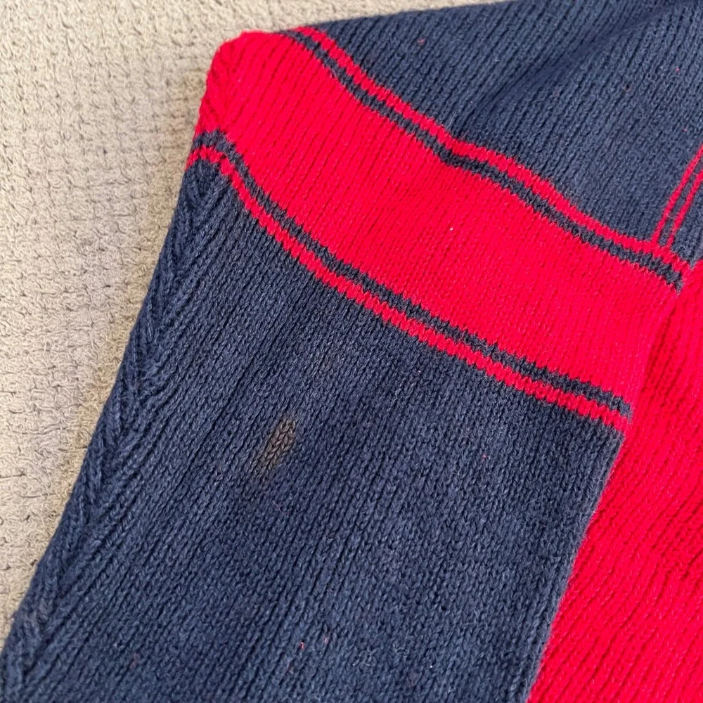 Vintage 1990s Old Navy Red‎ Navy Blue Colorblock Striped Knit Sweater Size 8